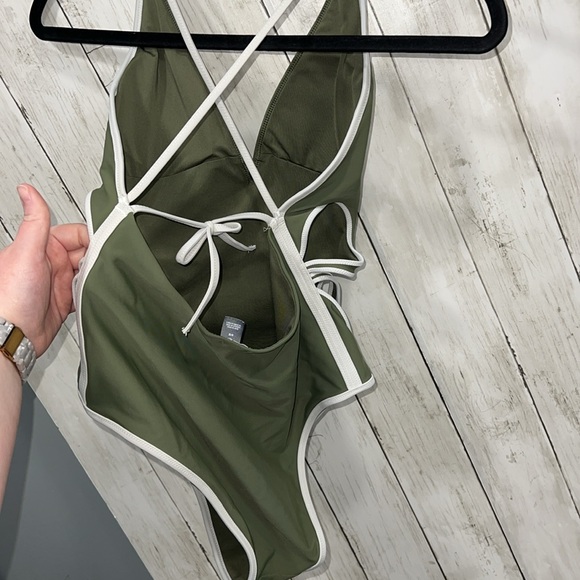 Aerie Cutout One Piece Swimsuit Olive Green Size Medium - Picture 5 of 9
